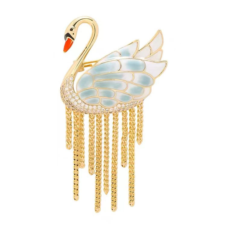 중국 스타일 백조 술 브로치 우아한 동물 핀 새로운 에나멜 세트 자켓 코르세이지 액세서리
