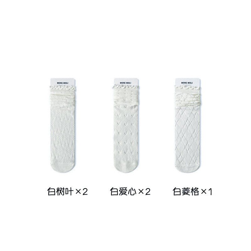 Calcetines de algodón de primavera y verano, calcetines de pila de encaje de hongos para niños, calcetines de tubo transpirables de malla hueca, calcetines Zhuji al por mayor