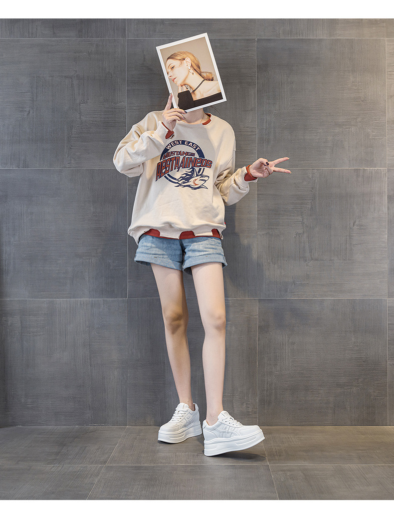 Giày sneaker nữ đế dày tăng chiều cao phong cách thể thao — M2963 màu đen, M2963 màu trắng, M2963 màu đỏ chi tiết 24