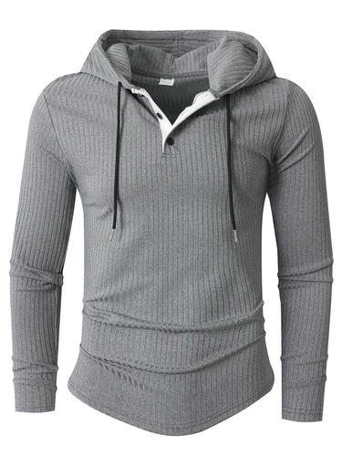Men's Autumn/Winter Casual Sport Long Sleeve Hooded Sweatshirt with Drawstring