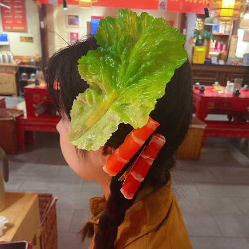 PVC simulation food toy model prawn beef roll personalized creative student gift hair edge card jewelry