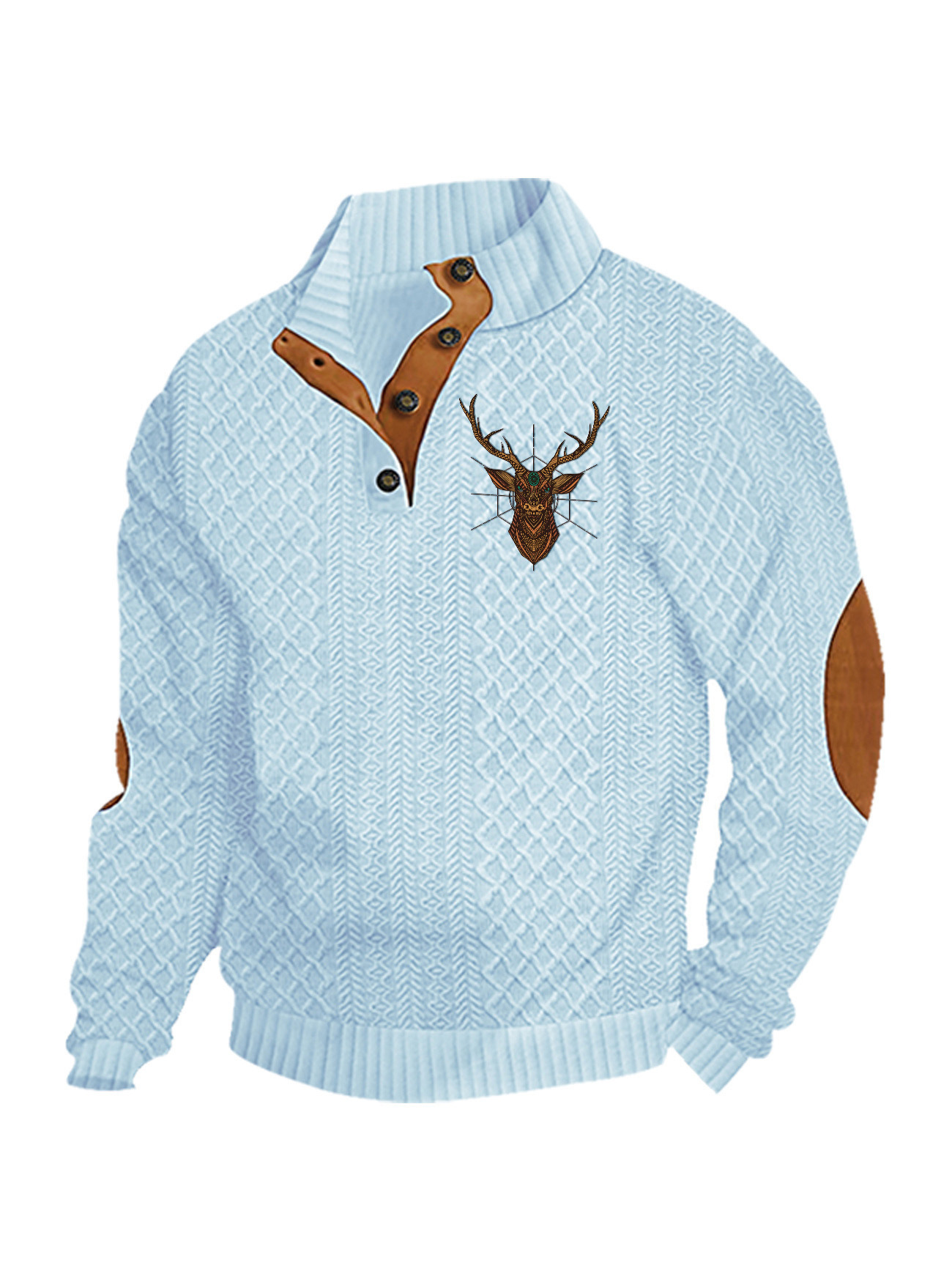 Transfronterizos Amazon otoño invierno caliente tamaño europeo para hombres al aire libre imitación de cuello de manga larga impresa hoodie de tres botones