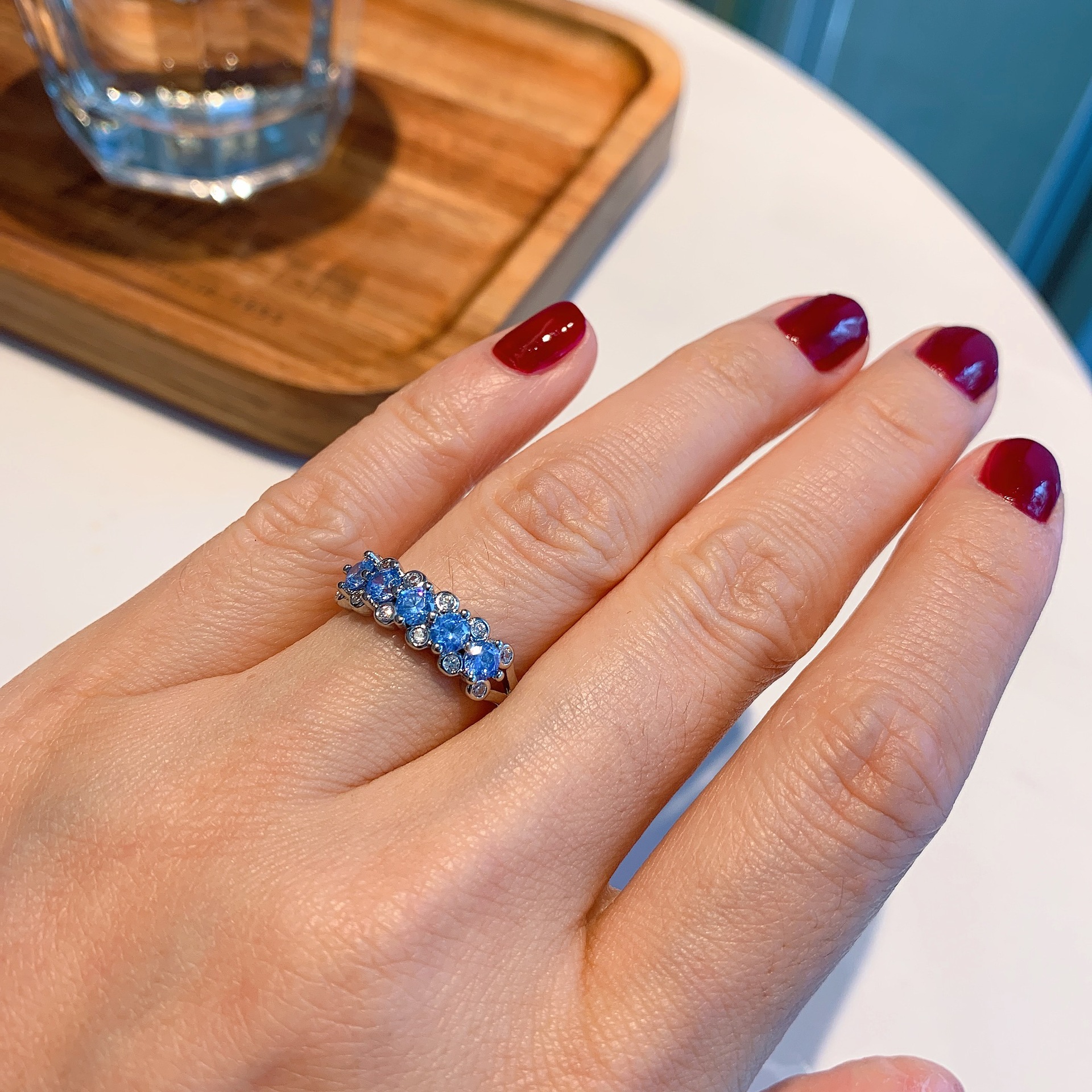 Retro Geometric Copper Inlay Artificial Gemstones Rings 1 Piece