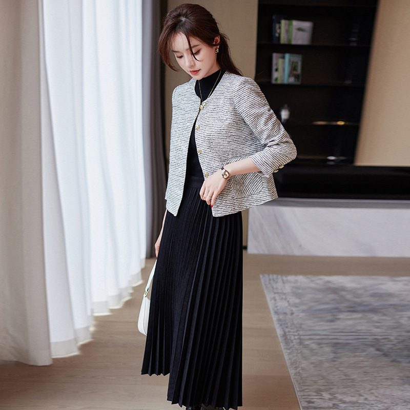 Collarless Suit Jacket Women's Autumn Fashion Petite Socialite Style Professional All-match Casual Suit Top