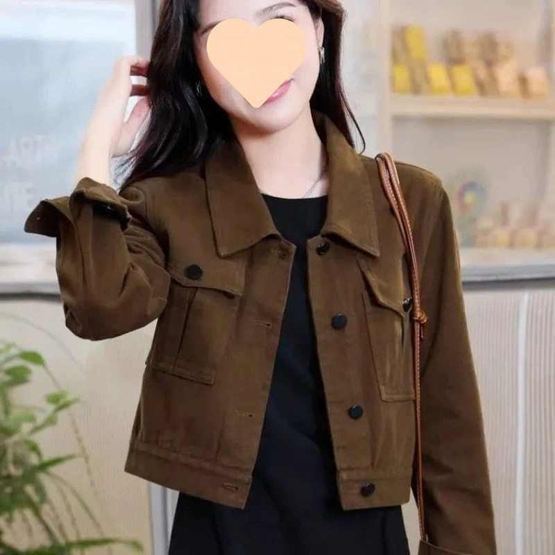 Модная миниатюрная джинсовая куртка для женщин, короткая свободная весенне-осенняя повседневная универсальная куртка в корейском стиле, топ, короткое пальто для женщин