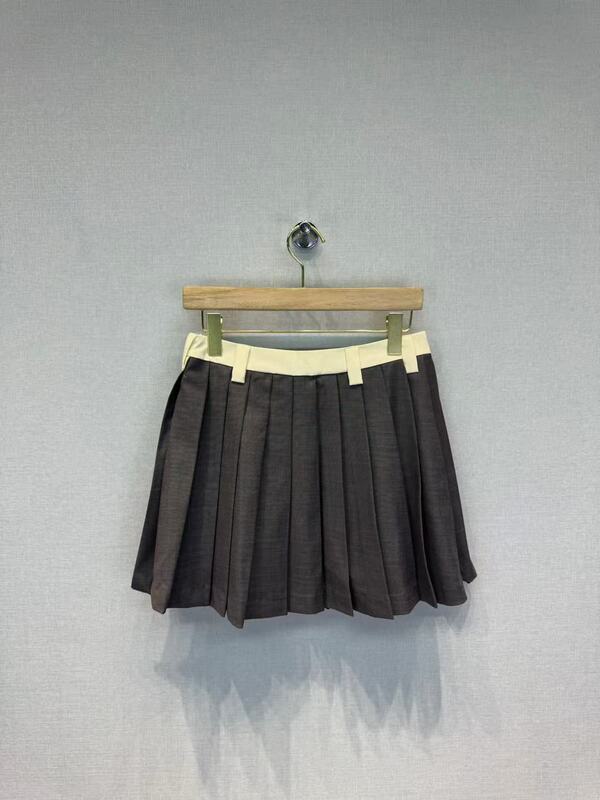 Nanyou 25M レディース新スタイルファッショナブルで甘い女の子年齢軽減カラーブロック文字刺繍プリーツスカート女性用|undefined