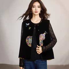 新中式国风真丝丝绒马甲女2025春秋新款复古背心坎肩上衣外套