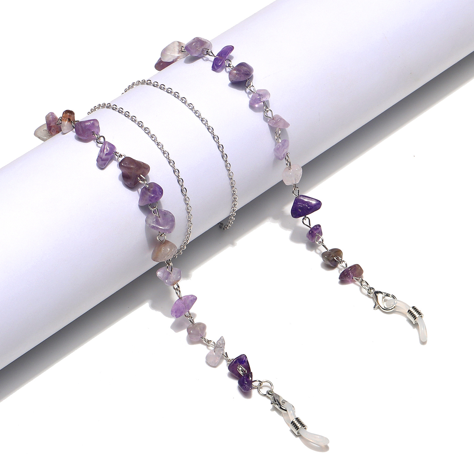 25g Weight Metal Material Gold, Silver Color Fashion Simple Stone Chain Glasses Chain 无