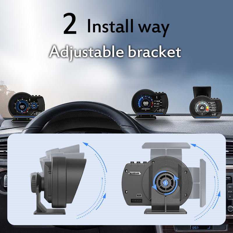 A500 automóvil OBD medidor GPS doble modo computadora de conducción HUD pantalla de cabeza tacómetro de carreras p6