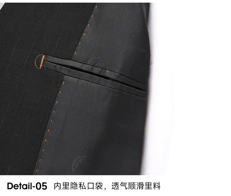 Bộ vest nam công sở giả len xẻ tà sau, áo vest một hàng hai nút dáng thon, phù hợp đi làm và dự tiệc cưới — Màu đen chi tiết 24