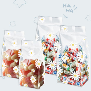 50 Pieces of Fresh Daisy Transparent Packaging Bag Organ Bag Party Party Candy Chocolate Gift Stand-Up Bag