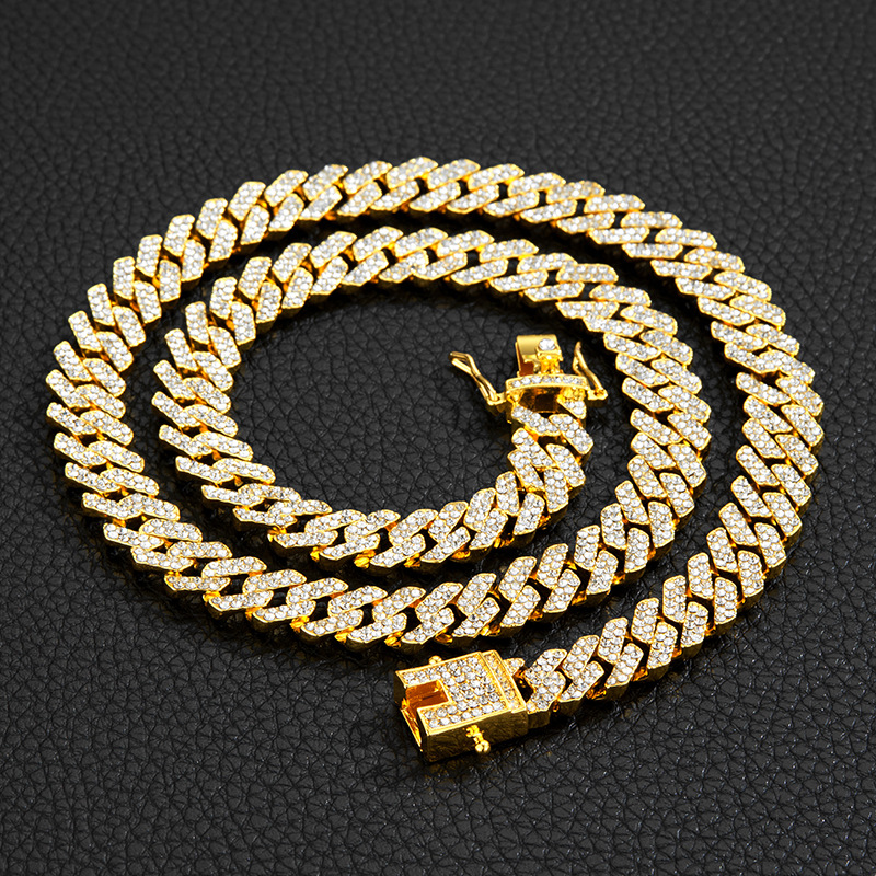 Hip hop necklace full diamond 12mm men's punk ins style hip-hop jewelry_voghion.com