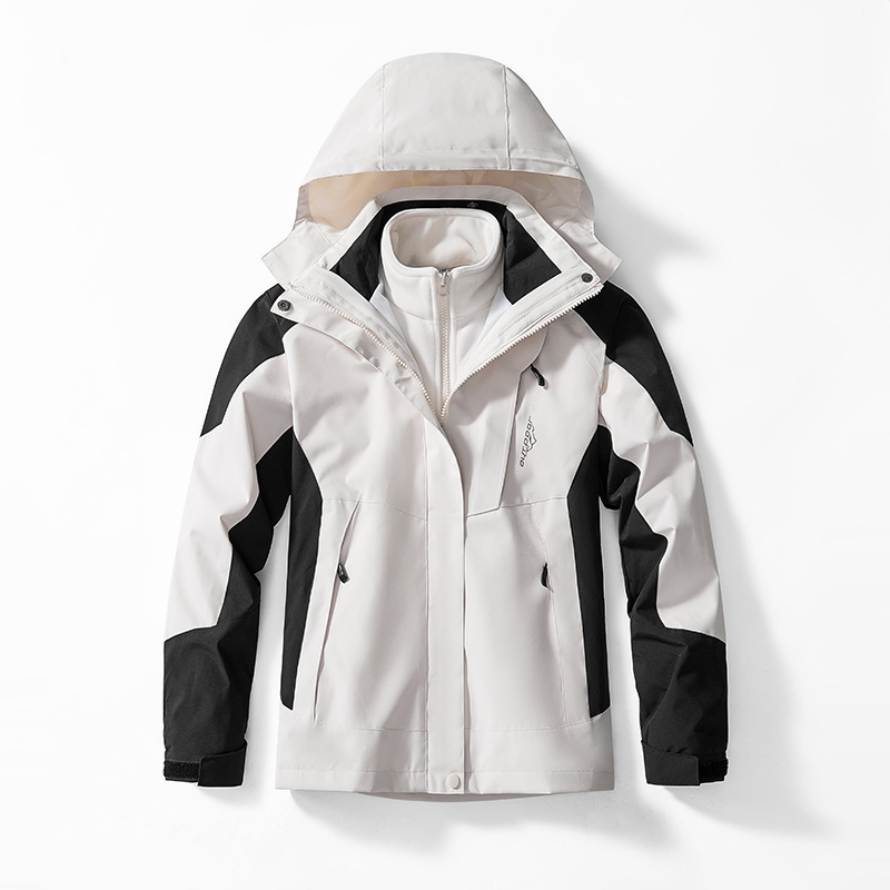 Winter three-in-one charge coat couple's mink velvet liner two-piece detachable warm windproof charge coat Winter three-in-one charge coat couple's mink velvet liner two-piece detachable warm windproof charge coat