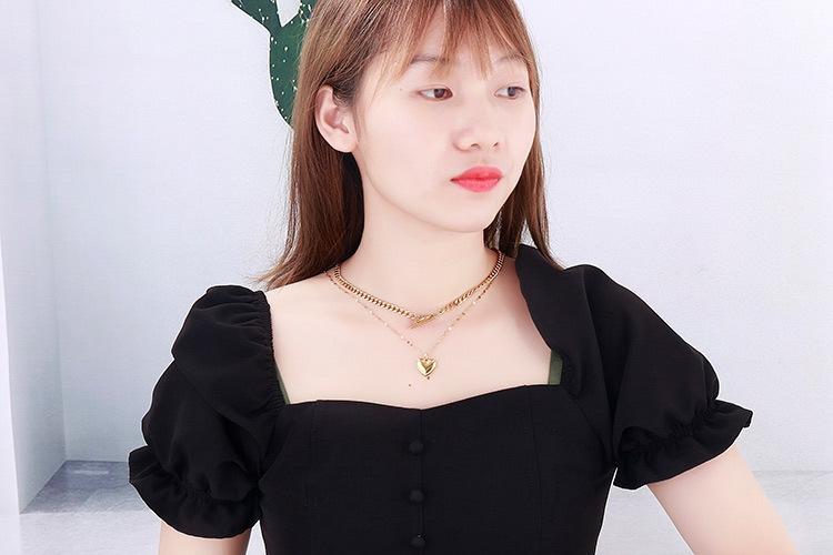 Fashion Style PVD Coated 18K Gold Plated Heart Titanium Steel Fashion Waterproof Non Tarnish Necklace
