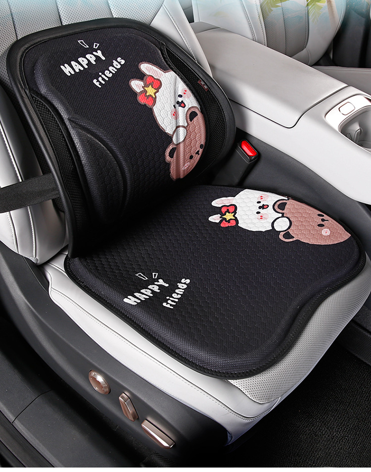 New Cartoon Gel Car Seat Cushion, Ice Silk Mesh Cooling Pad, Waist-Protecting Breathable Honeycomb Seat Cushion, Universal Car Cushion