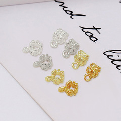 鍍18K真金鏤空帶吊花筒隔珠圓形花朵 14K包金手鍊項串珠DIY配件