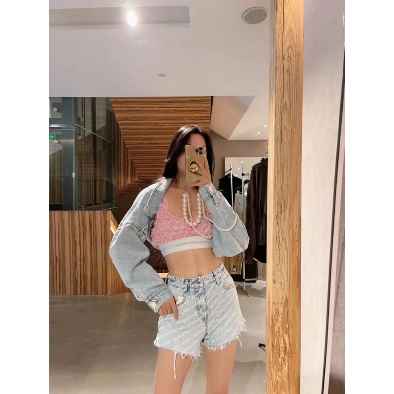 In-Stock Summer Bao Style Letter-Printed Denim Shorts with Frayed Edges, Versatile Fashion Casual Hot Girl Shorts Trend