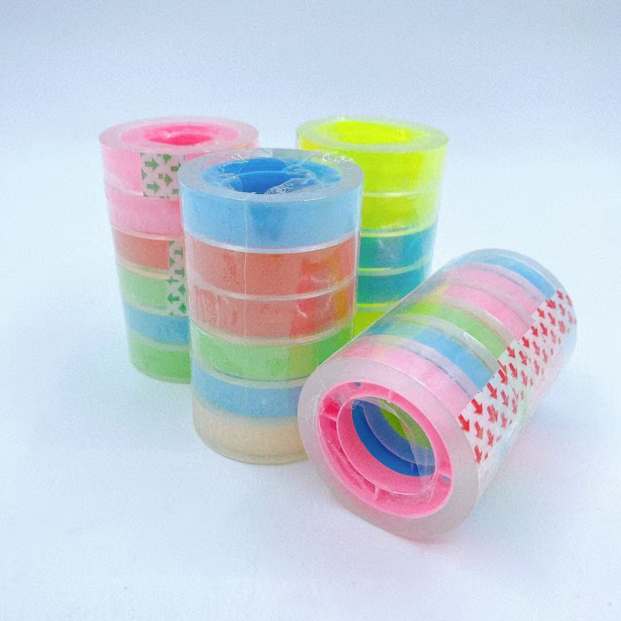 Tubo de color transparente papelería cinta adhesiva para estudiantes hecha a mano DIY sellar cinta adhesiva tienda de papelería