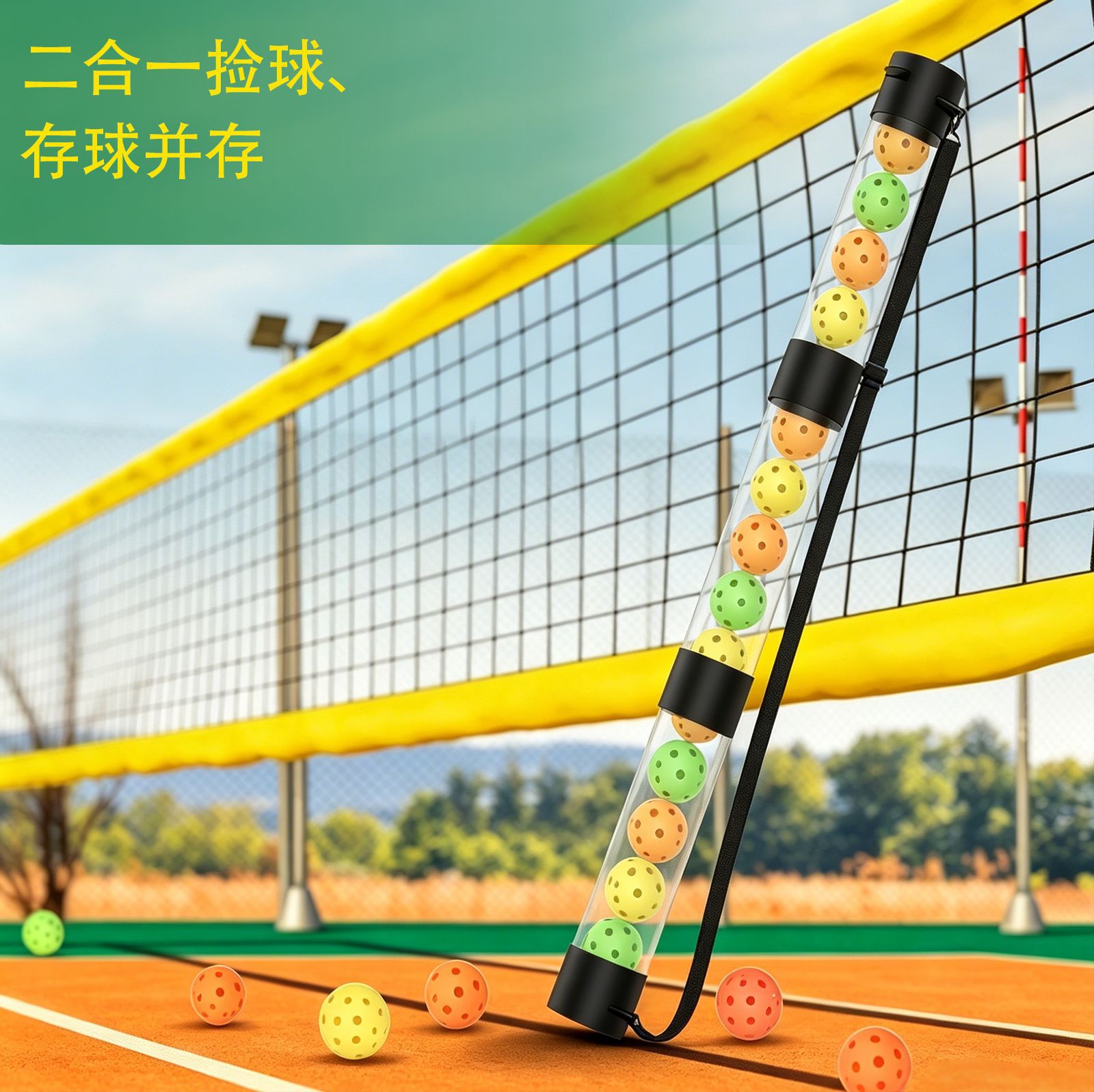 Spliced Pickleball Ball Pick-Up Bucket, Pickleball Plastic Ball Container, No Need to Bend over to Pick up Balls, Handy Tool, Manufacturer's Ready Stock