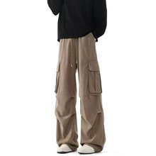 美式复古潮牌口袋工装裤新款潮男宽松显瘦设计直筒百搭休闲长裤子