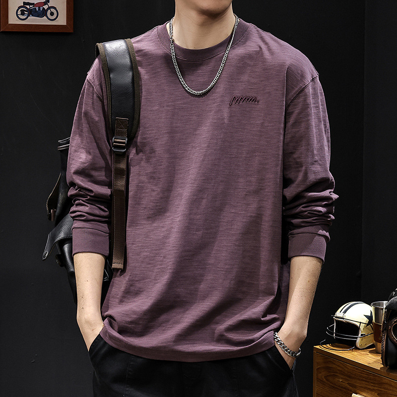Bamboo Cotton Long-Sleeved T-Shirt for Men 2026 New Spring Men's Pure Cotton Inner Layering Clothing Spring and Autumn Trendy Brand Large Size