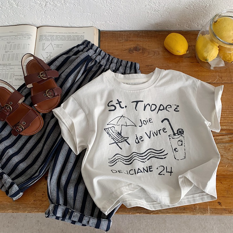 Maglietta a maniche corte per neonati e bambini, in cotone, per bambini, a mezza manica, nuova collezione estiva 2026, top per ragazzi, alla moda._voghion.com