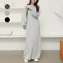 日本气质跨境过膝连衣裙