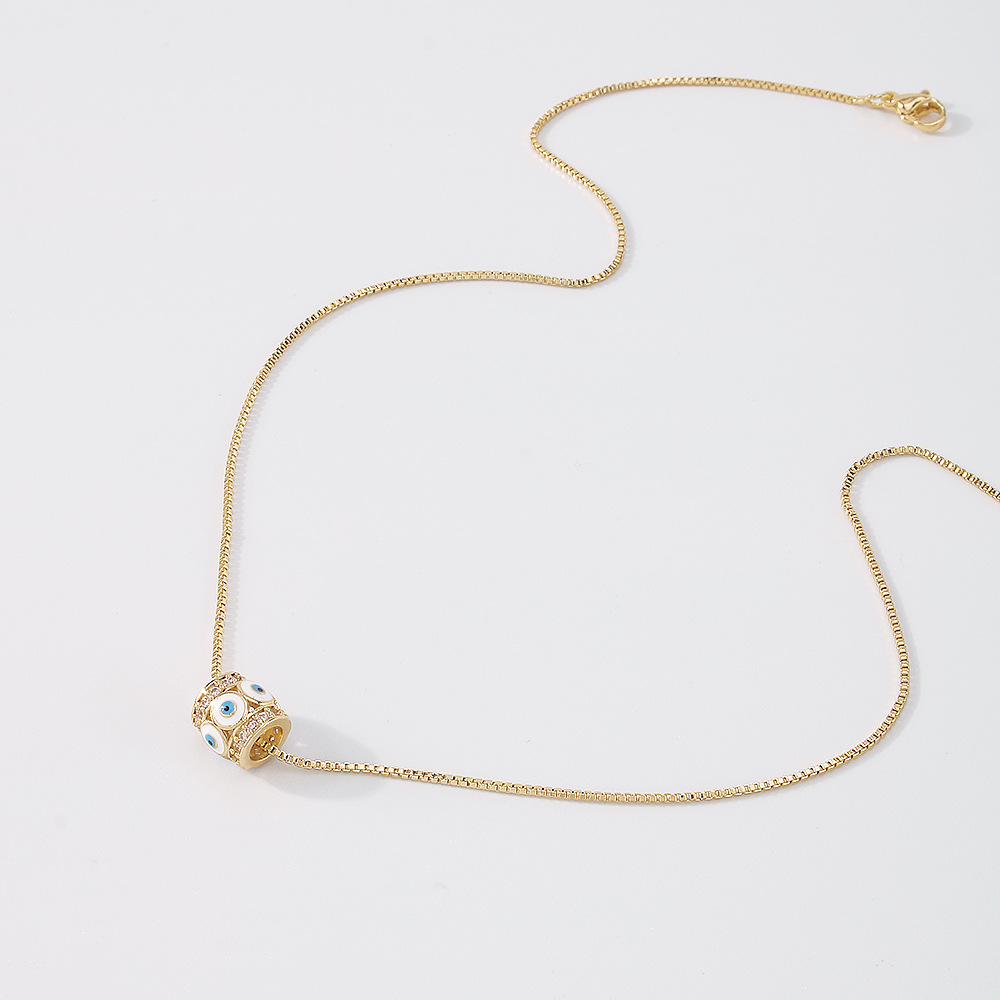 fashion contrast color copper zircon micro-inlaid drip oil devilu0027s eye necklace
