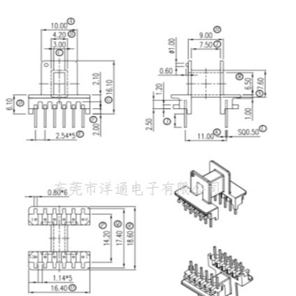 EE13变压器骨架EE13电源骨架可配套磁芯卧式6+6