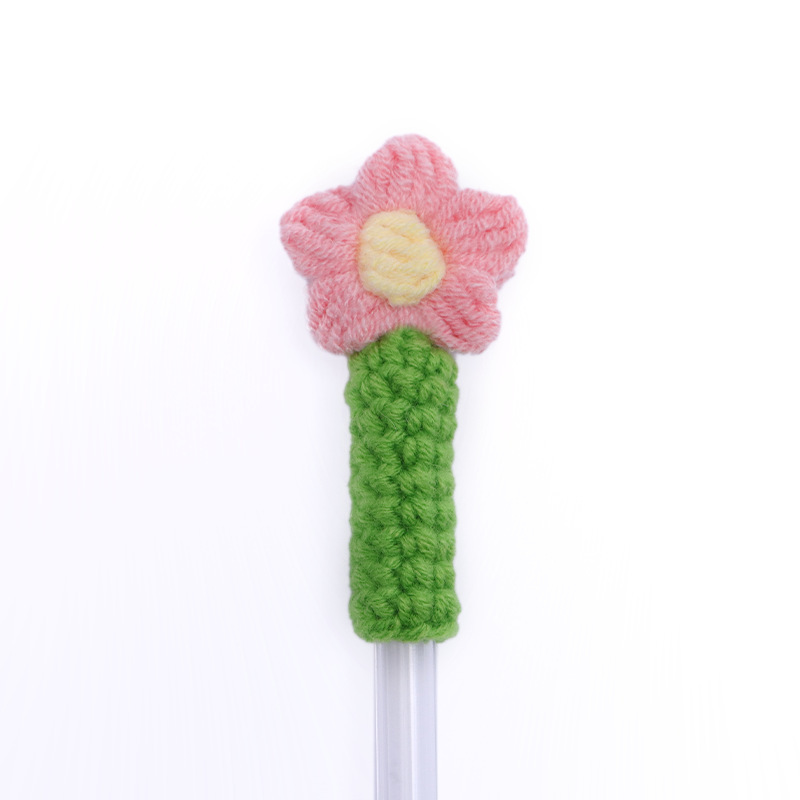 手工针织钩织网红泡芙花笔套纯手工钩织毛线学生开学礼物毛线笔套|undefined
