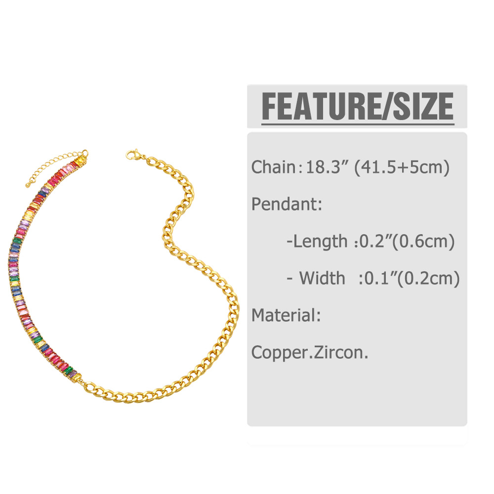 Fashion Stitching Cuban Simple Hip Hop Clavicle Chain Female Zircon Copper Necklace