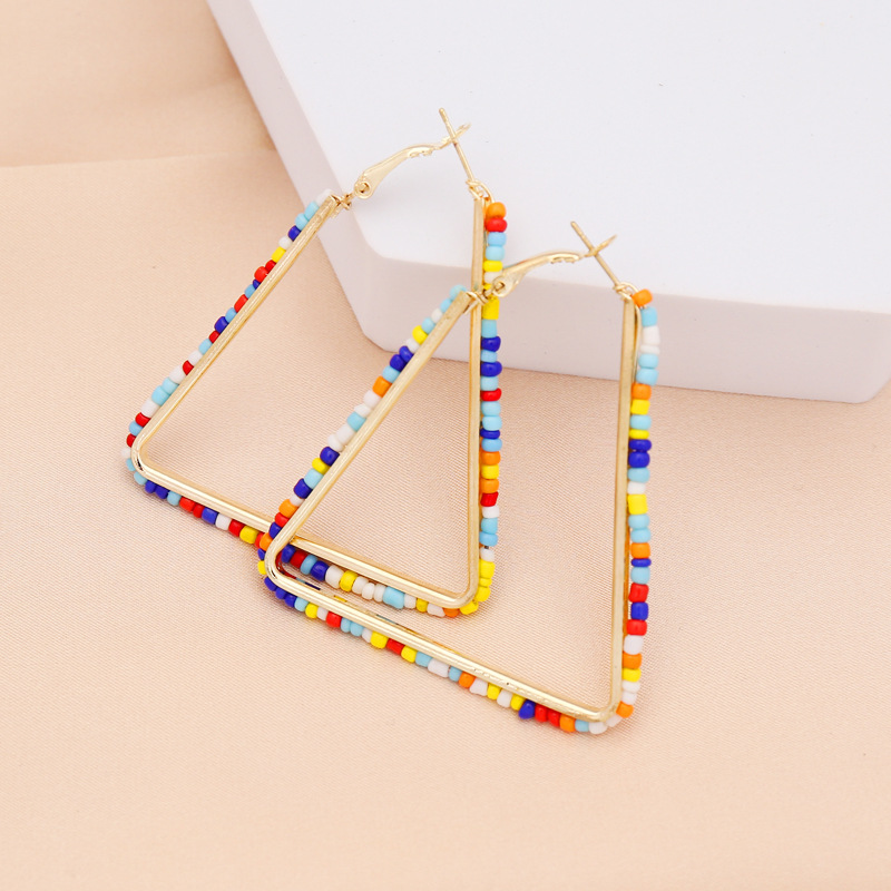 Aretes Cuadrados De Perlas De Colores Simples display picture 8