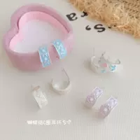 Новый сладкий и нежный капающий масло C-круг серьги гвоздики женские серебряные иглы свежие бабочки студенческий темперамент дикие серьги