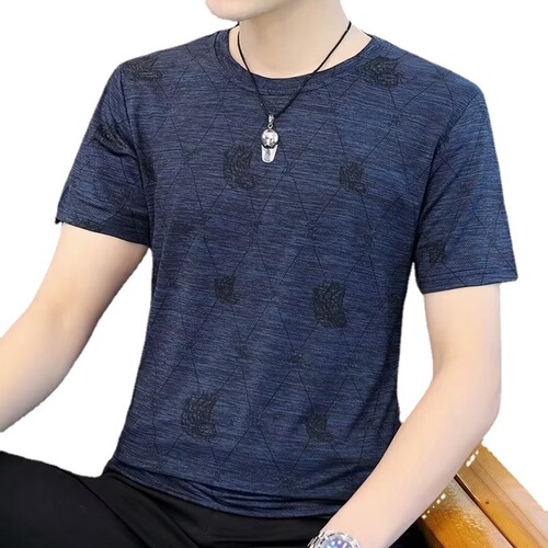 Summer Thin Short-Sleeve T-Shirt for Men, Korean-style Trendy All-Match Loose-Fit Plus-Size Striped Half-Sleeve Base Layer