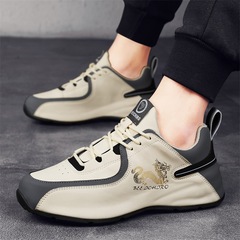 Spring New Trend Heel-lifting Men's Shoes Fashion Casual Thick Sole Daddy Shoes Men's Leather Surface Versatile Sports Sole Shoes