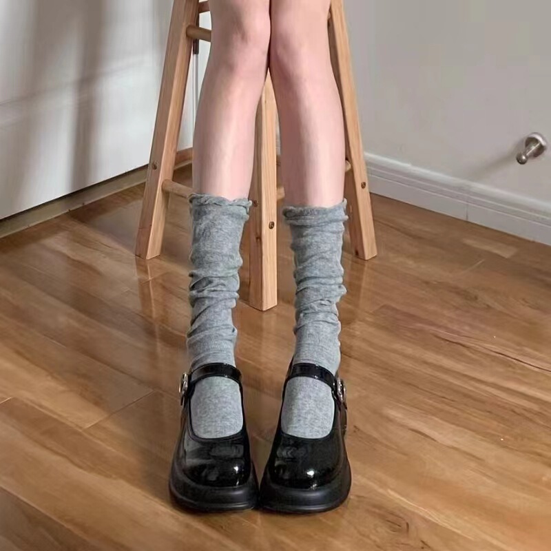 Small leg socks boots summer thin high color value bubble mouth stitching socks Japanese creamy-white stockings piled socks