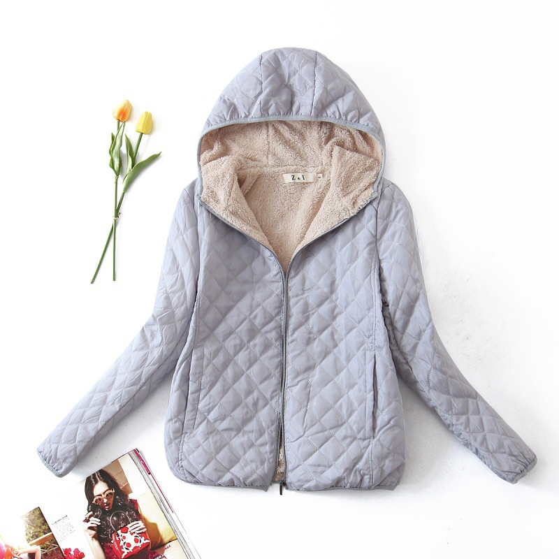 Lamb wool cotton jacket Women's winter new Korean version plush and thick cotton jacket 2023 Lamb wool hooded cotton_voghion.com
