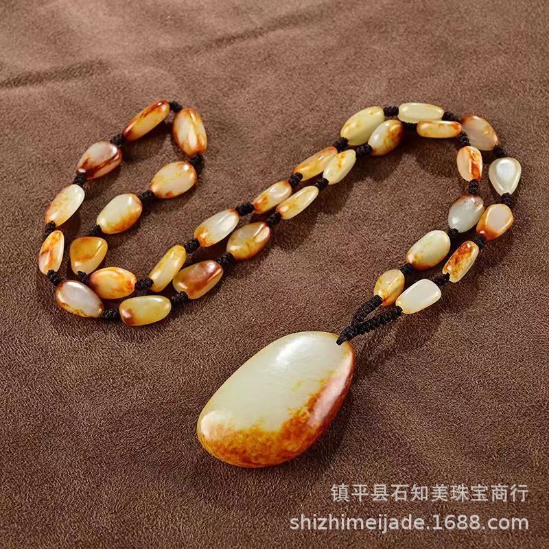 生中継ソース新疆和田玉種子料ペンダント黄皮小原石玉器diy小散珠卸売り|undefined