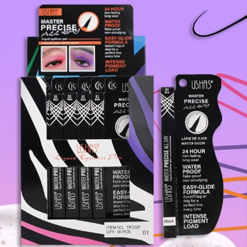 (Caja de presentación) Delineador de ojos líquido transfronterizo USHAS, impermeable y a prueba de manchas, delineador de ojos de secado rápido, desnudo y con caja