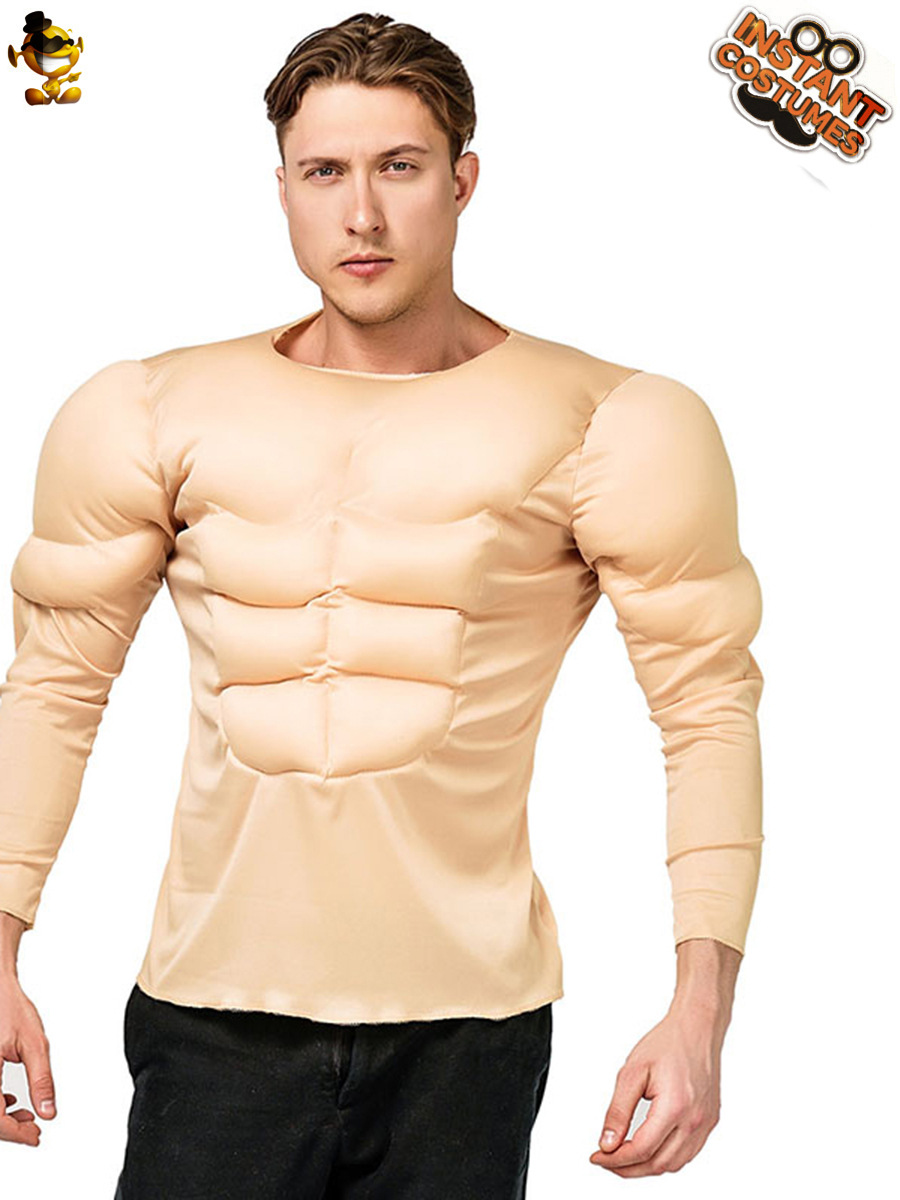 Camiseta de los hombres adultos del músculo juego de rol de Halloween transfronterizo falso músculo abdominal camiseta ropa de fiesta al por mayor