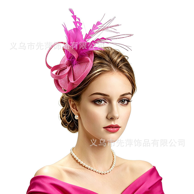 New popular cross-border linen fascinator headpiece, bridal accessory, feather headpiece, horse racing fascinator