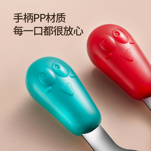 Kids' 316 Stainless Steel Short Handle Fork and Spoon Set, Baby Learning to Eat Training Spoon, Infant Feeding Spoon Set
