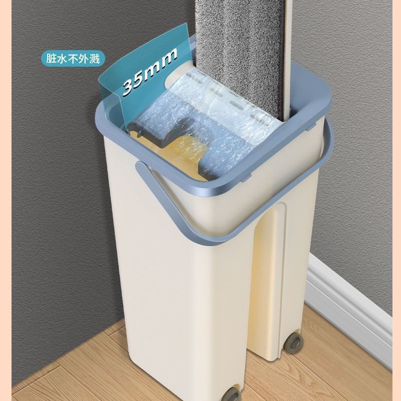 Mopo plana para perezoso absorción de agua de trapazo doméstico separación seca y húmeda con barril de rascado sin lavado tela de muelle de doble accionamiento