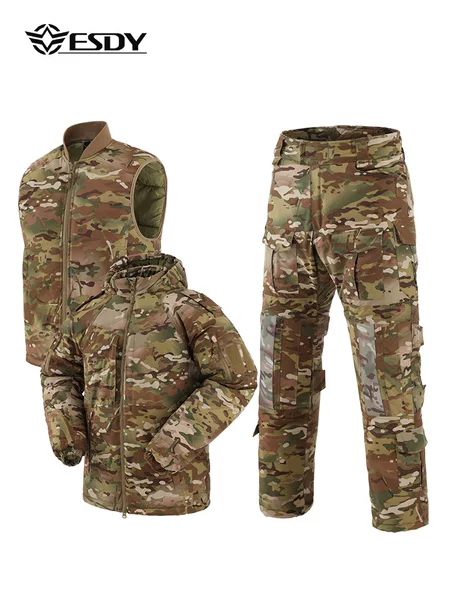 Cotton-Padded Jacket Warm Suit Cardigan Three-In-One Set Cotton Clothing Tactical Autumn and Winter Outdoor Sports Windproof Cotton Jacket