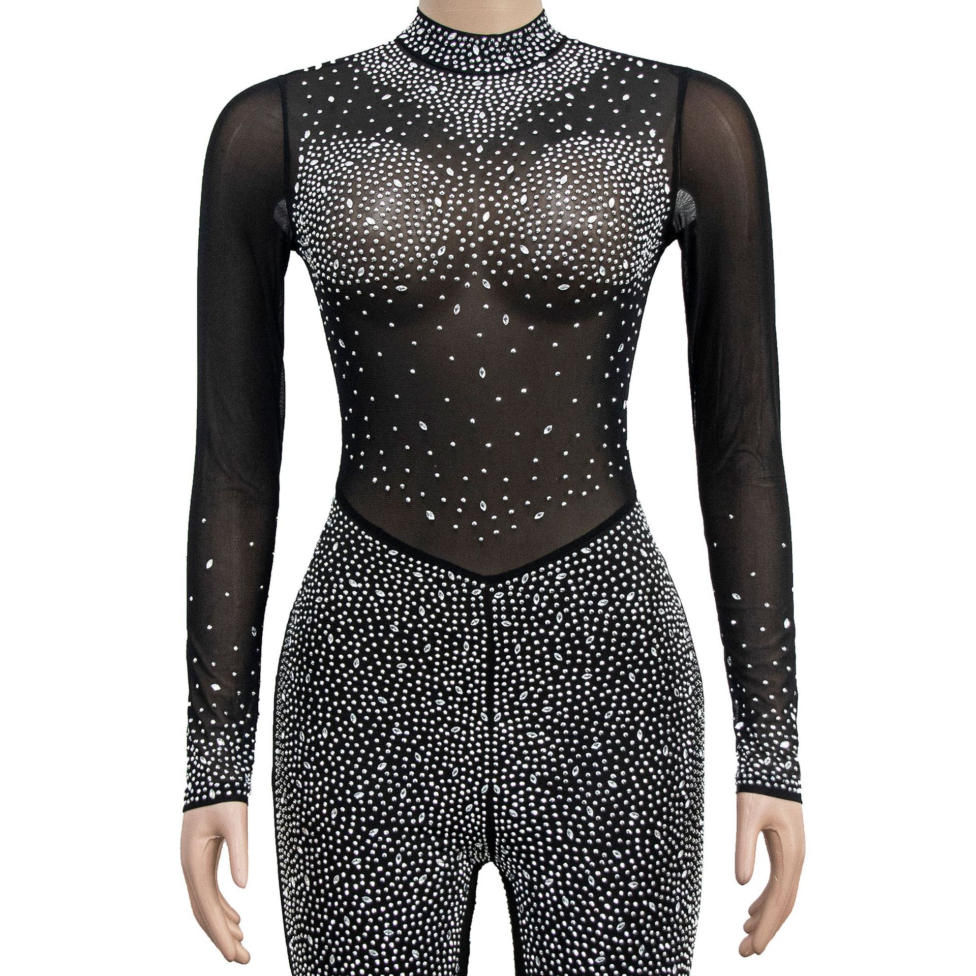 315g Weight Long Sleeve Sleeve Length Ankle-Length Pants Length Spandex, Polyester Fabric Type Mid Waist Waist Line Jumpsuits Pants Type Stretchy Elasticity Bodysuits Tops Type Party, Cocktail Party Occasion Skinny Fit Type Solid Color Pattern Spring, Autumn Season Women's Gender Diamond Design Hip-Hop Style Women's Party Cocktail Party Bodysuits Hip-Hop Solid Color Ankle-Length Diamond Jumpsuits 25