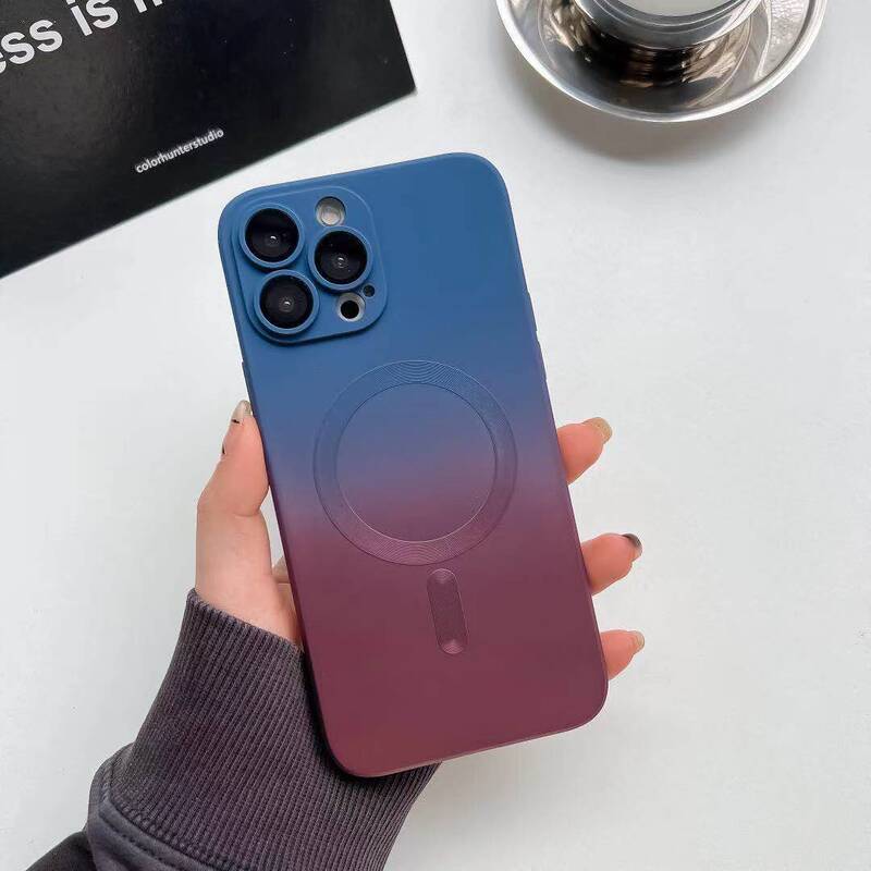 iPhone17 Pro Max用ケース、液体グラデーションツートンカラー、マグネット式、レンズフィルム付き、Apple 16保護ケース|undefined