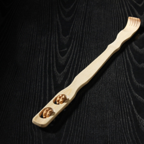 Dual-purpose anti-itch scratcher, anti-hand paw, back scratcher, bamboo wooden roller massage, multi-functional double-wheel scratcher, others