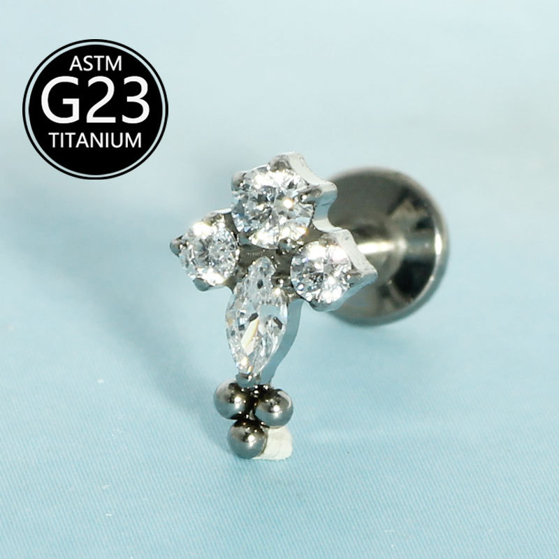 Labret piercing jewelry detail image