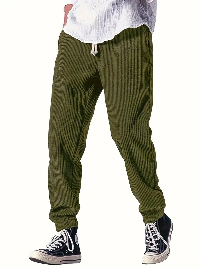 Cross-Border Exclusive for Amazon Aliexpress Men's Autumn and Winter Thickened Waffle Sports Casual Pants to Keep Warm