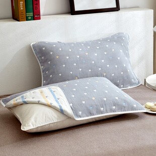 Wholesale Pillow Towel Pair Pack Six-Layer Gauze Couple Pillow Headband Adult Four Seasons Single Double Pillow Core Cover Towel